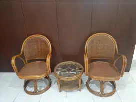 Kursi Rotan 1 set 2kursi 1meja