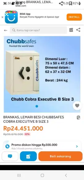 Berangkas chubb terima bagus semuah berat banget