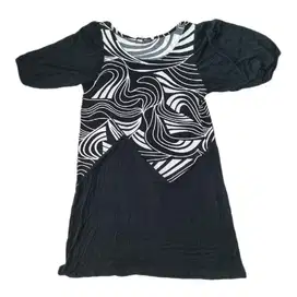 PRELOVED Dress wanita kasual hitam corak zebra