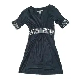 PRELOVED Dress Hitam Pinggang Zebra Wanita Casual