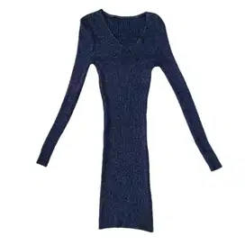 PRELOVED Baju Wanita Stretch Warna Biru Mode Kasual Panjang