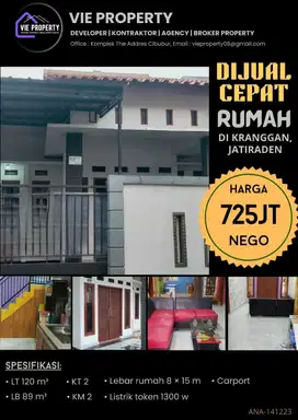 DIJUAL CEPAT RUMAH MINIMALIS