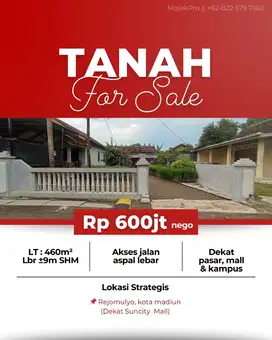 Dijual Tanah Dekat Suncity Mall Madiun
