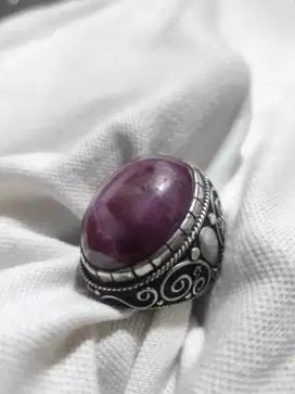 cincin batu ruby big size ring perak antik