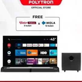 Led Tv 43 inc Polytron Geogle  Tv Android Digital  +Subwoofer +Sounbar