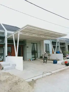 Kanopi alderon singel rangka baja pengecetan terima beres
