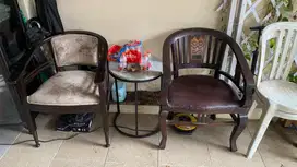 Kursi teras Jati Tua dan meja marmer