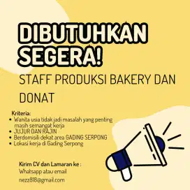 Dibutuhkan segera staff produksi