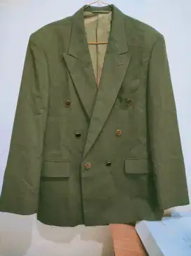 Jas Blazer Premium hijau army size L kancing silang full furing satin
