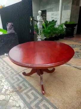 Jual meja jati bulat plus kursi jati bagus