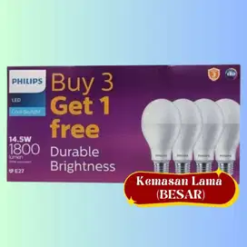 Philips - Lampu LED Bulb/Bohlam Multipack 14.5W (Putih) - Lama (Besar)