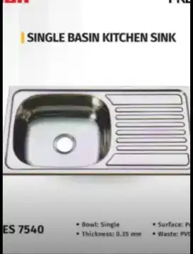 Kitchen sink mulus terjaga single bak