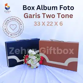 Kotak Album Foto Garis Two Tone Warna Premium Terlaris