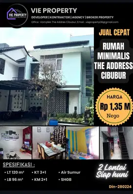 Dijual rumah minimalis di The Address  Cibubur, Depok