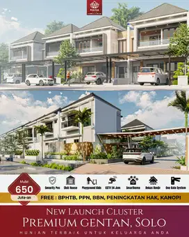 Rumah Mewah gentan solo Cluster Premium 2 Lantai SHM Ready