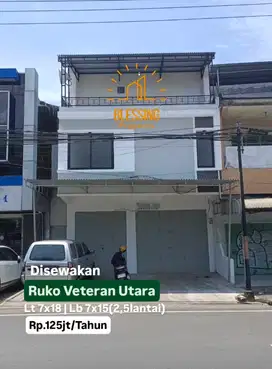 disewakan ruko jl veteran utara lebar 7mtr