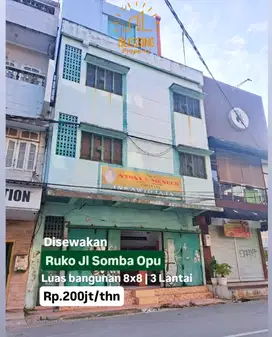 disewakan ruko jl Somba opu lebar 8mtr