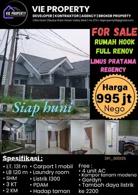 Dijual Rumah Hook di Limus Pratama Regency