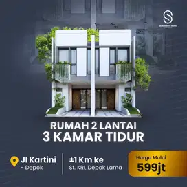 Townhouse SUPERRRR STRATEGIS Hanya 1 km dari Stasiun KRL Depok Lama