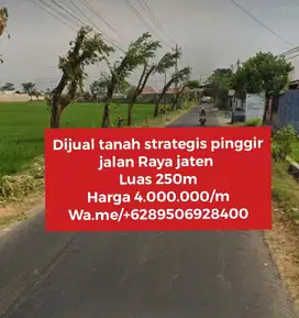 Dijual tanah strategis di pinggir jalan jaten Karanganyar