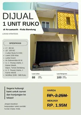 Dijual ruko super strategis 1 unit lagi di Arcamanik Kota Bandung