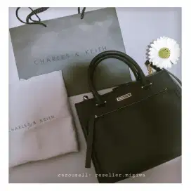 Charles and Keith Original Tas Kerja Hitam Full Set Like New