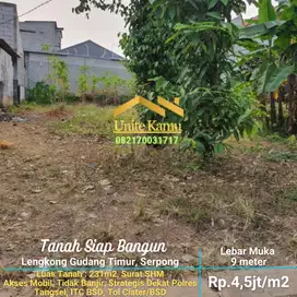 Tanah area BSD, dekat Polres Tangsel. 231m2 SHM Rp.4,5jt/m2