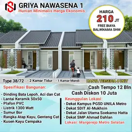 Hunian Minimalis PO harga 210 juta bisa cash tempo 1 th dp 50%
