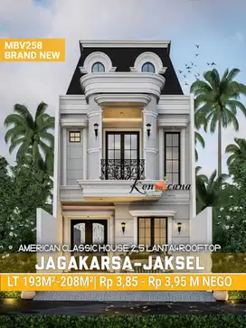 DIJUAL BRAND NEW AMERICAN CLASSIC HOUSE 2,5 LANTAI JAGAKARSA