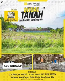 TANAH DIJUAL DI GONDANGREJO KRA