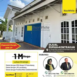 Dijual Cepat Rumah + Kontrakan di Jl Serda KKO Usman Ali Palembang