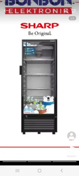 Chiller Sharp 1 pintu, 3 rak, Di Jual Cepat ( masih Original 95 % )