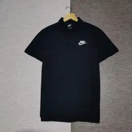 Kaos polo shirt Nike BIG LOGO bordir colour black Size L