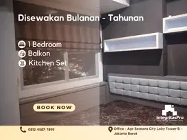 Studio / 1 Bedroom furnish, ada balkon kitchen set Waterheater,
