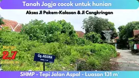 Tanah Sleman tepi aspal akses Jl Grogolan dan Jl Pakem Kalasan SHMP