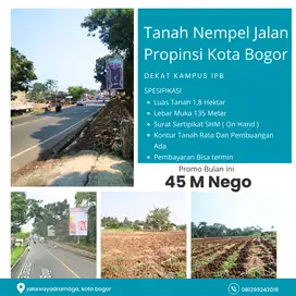 Tanah Pinggir Jalan Raya Propinsi Dekat Kampus IPB Bogor SHM