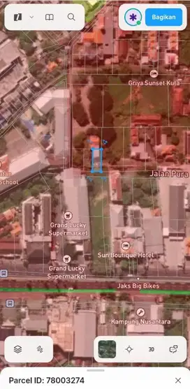 Tanah Strategis 200m2 di Kuta Bali, Cocok untuk Villa