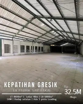 SUPER MURAH DAN LANGKA! DIJUAL PABRIK SIAP PAKAI KEPATIHAN GRESIK!