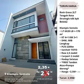 Rumah Gress 2LT Tengah Kota Strategis tdk byk Belok  TURUN HARGA