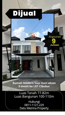Rumah siap huni di cibubur DP 0% akses 3 menit ke LRT Cibubur