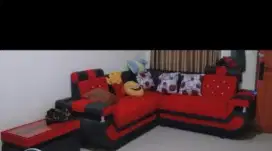 SOFA LETER L HITAM MERAH