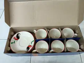 Cangkir Keramik Ayam dan Tatakan KOPIN 6 Pasang 200ml