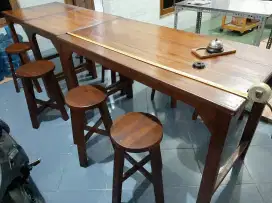 meja kursi kayu jati bekas tidak lapuk 60 x 120 cm