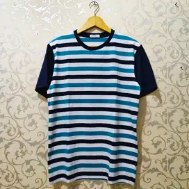 Kaos Oblong T-Shirt Striped Tee NEVADA Salur Tosca Navy Putih