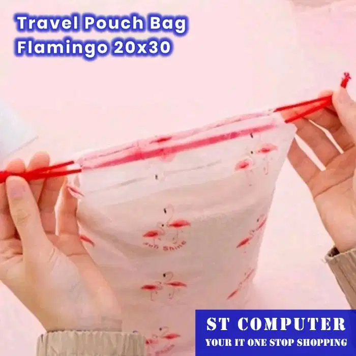 Travel Pouch Bag Flamingo 20x30 Isi 6