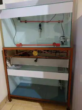 Borongan Aquarium ikan dan rak besi (atas bawah) harga negoin aja
