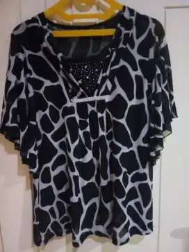 Blouse wanita leopard Tangan lebar