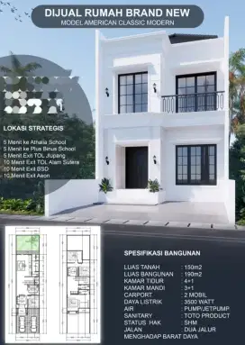 Dijual Rumah Baru villa Melati Mas Tangsel