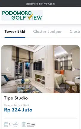 Dijual Butuh tipe studio Apartemen Podomoro ekki