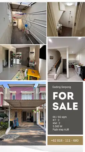 DIJUAL CEPAT RUMAH SIAP HUNI Cluster Thomson Gading serpong